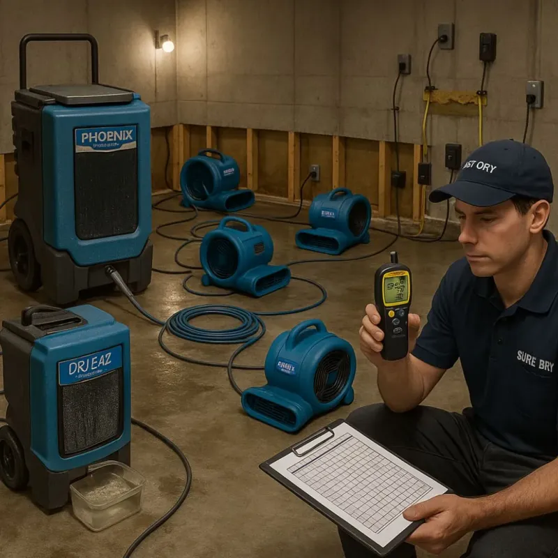 Structural Drying and Dehumidification process in East Moline, IL